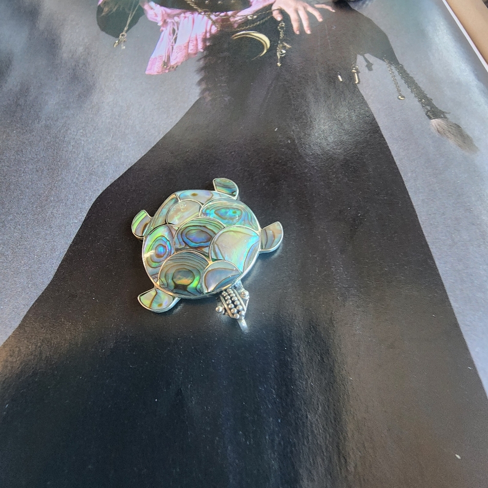 Abalone STERLING Silver Turtle Pendant PENDANT - Picture 4 of 7